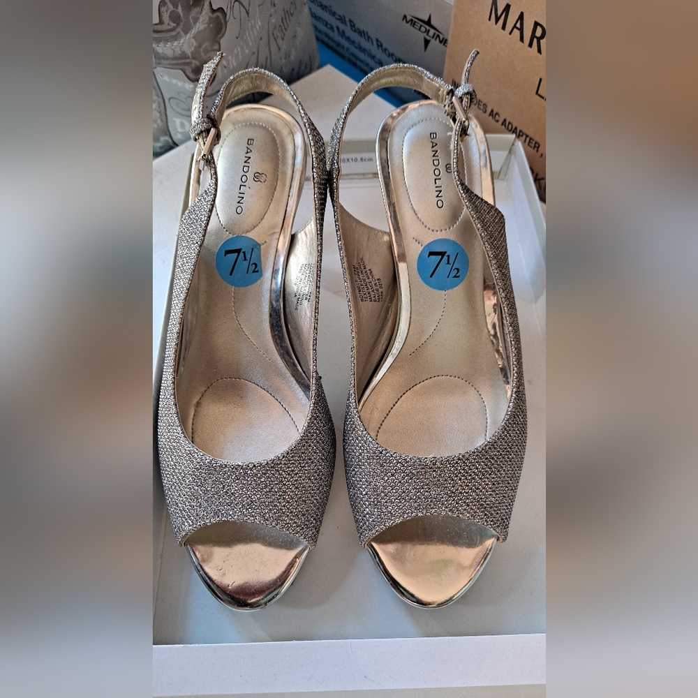 Bandolino Gold Peep-Toe Sandals